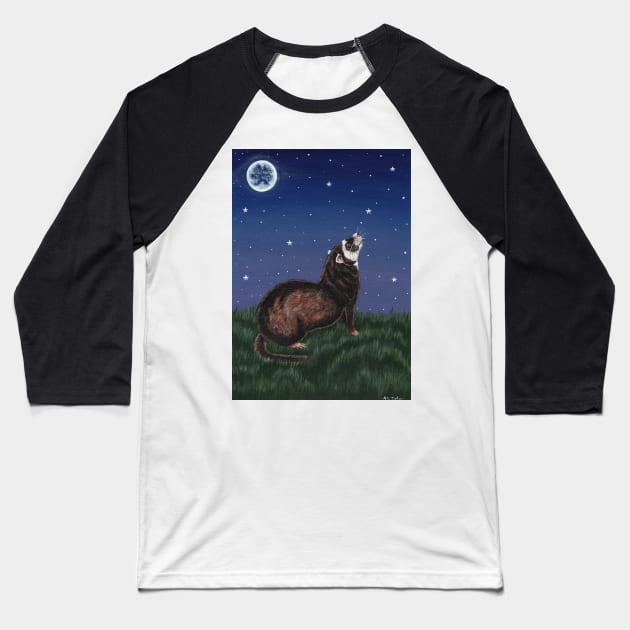 Ferret Stargazing Baseball T-Shirt by WolfySilver